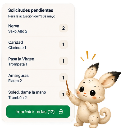 Listado de solicitudes pendientes listo para imprimir