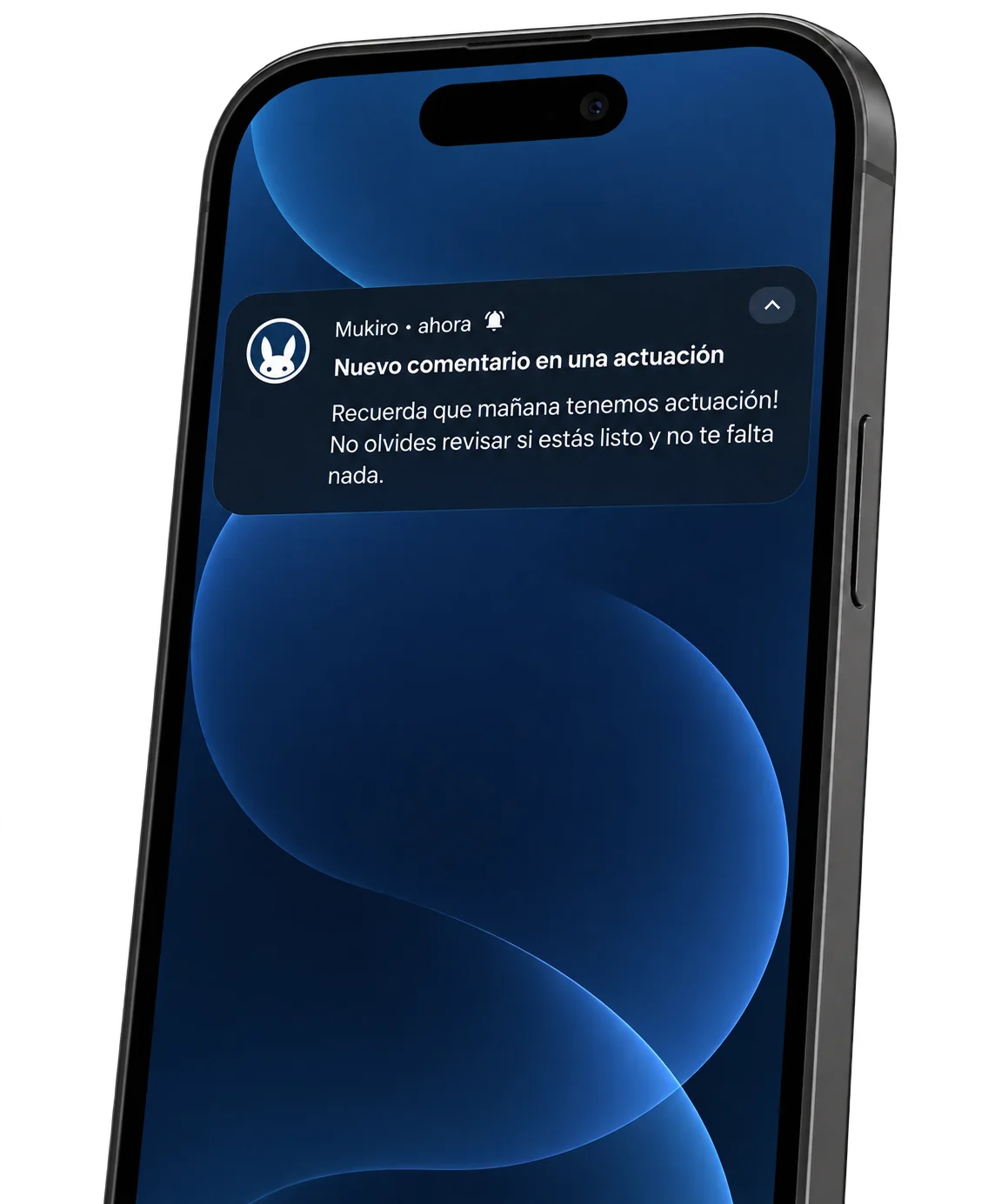 Notificación de Mukiro sobre un nuevo comentario en una actuación