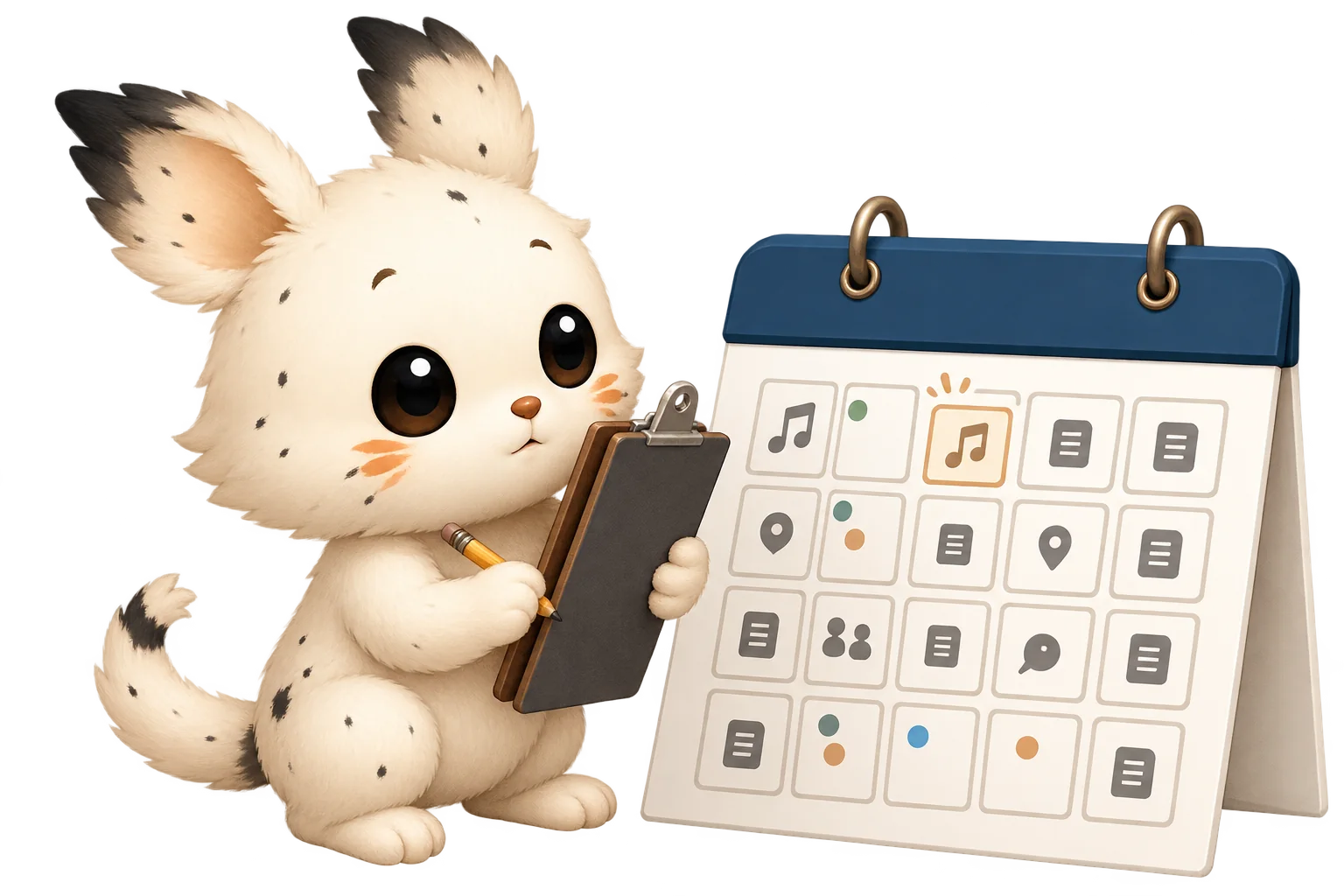 Muki organizando un calendario de actuaciones